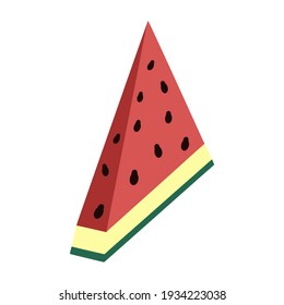 Slice of juicy watermelon. Vector isolated illustration in flat style on white background