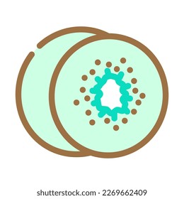 slice kiwi fruit color icon vector. slice kiwi fruit sign. isolated symbol illustration