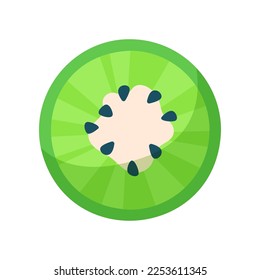 Trozo de kiwi como símbolo de ilustración vectorial de verano. Dibujo de dibujos animados de elementos de verano o trozos de fruta aislados en fondo blanco. Verano, vacaciones, concepto de comida