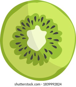 Slice of kiwi, illustration, vector on white background