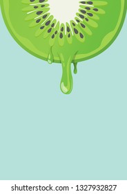 Slice Kiwi on paper, Cute Vector Background, Colorful and fresh.