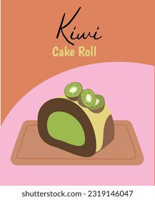 Pastel de Rollo Kiwi en un plato