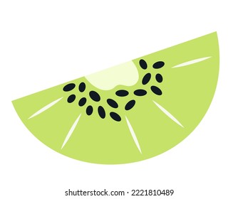 Slice of kiwi. Sweet fruit in flat style.
