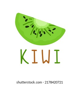 A slice of kiwi, vector illustration on a white background