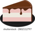 Slice of layer cake with chocolate vector illustration