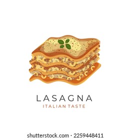 A Slice Layered Macaroni Lasagna Vector Illustration