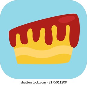 Slice of lemon cake, illustration, vector on a white background.