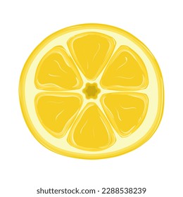 Slice of lemon, a citrus fruit often used as a garnish or flavoring in food and drinks. Vector illustration