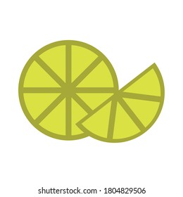 slice lemon citrus fruit tropical flat icon vector illustration