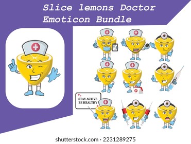 Slice Lemon Doctor Emoticon Vector Illustrator
