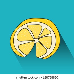 A slice of a lemon in flat design