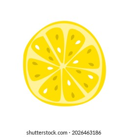 Slice of lemon. Fresh fruit. Vector hand drawn flat illustration. lemon logo design.