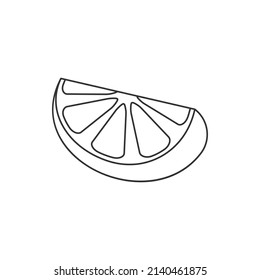 Slice of lemon fruit line icon isolated on white background. Vector illustration