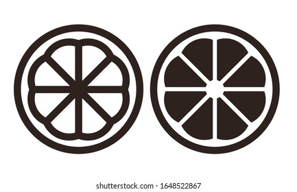 Slice of lemon icon isolated on white background