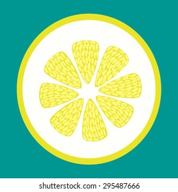 slice of lemon isolated on a green background