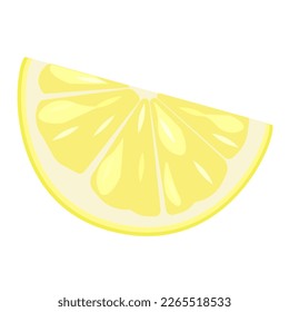 Una rebanada de limón aislada en un fondo blanco.Ilustración vectorial de cítricos para etiquetas de jugo, textiles.