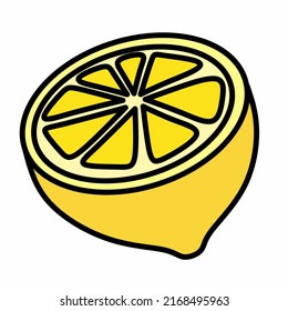 Slice of lemon line icon in colored linear style isolated on white background. Pictogram symbol and illustration for logo. Thin black line vector.