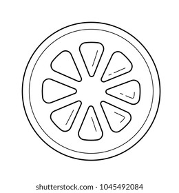 Slice of lemon line icon isolated on white background. Vector line icon of slice of lemon for infographic, website or app.