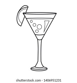 A slice of lemon with a martini or mojito glass. Cocktail glass, flat icon in a flat style
