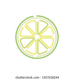 slice of lemon in neon light icon