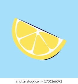 Slice of lemon on blue background. Vector illustration. 