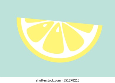 Slice of lemon on blue background. Vector.