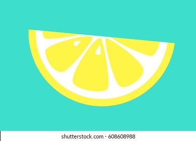 Slice of lemon on blue background. Vector illustration.