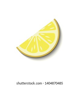 Slice of lemon on white background. Vector illustration in cartoon style