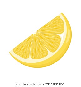 Slice of a lemon on a white background. Flat vector lemon. 