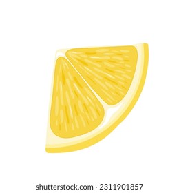 Slice of a lemon on a white background. Flat vector lemon.