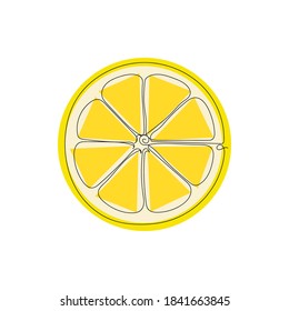 Slice lemon - one line drawing. Vector illustration continuous line drawing. Abstract