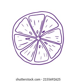 Slice Of Lemon Outline Illustration