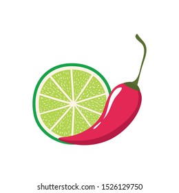 slice of lemon and peppers isolated icon vector illustration desing