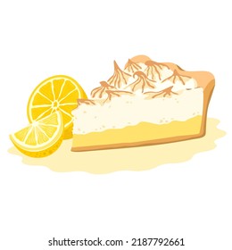 A slice of lemon pie with meringue. Vector illustration.