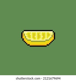 slice of lemon in pixel art style