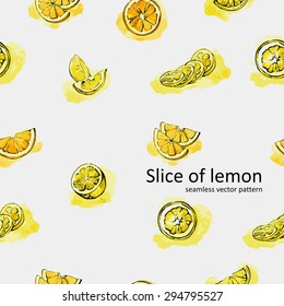 Slice of lemon, seamless vector pattern