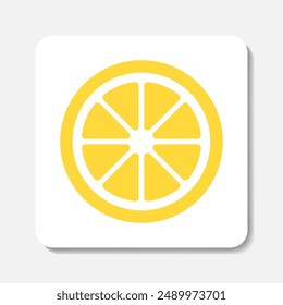 Rebanada de limón cuadrado icono plano. Pictograma de Vector plano amarillo estilizado sobre fondo blanco.