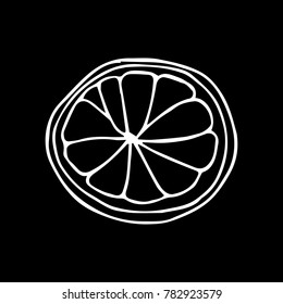 A slice of lemon vector illustration. Doodle style. Design, print, decor, textile, paper
