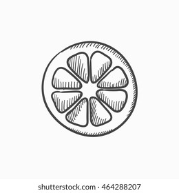 Slice of lemon vector sketch icon isolated on background. Hand drawn Slice of lemon icon. Slice of lemon sketch icon for infographic, website or app.
