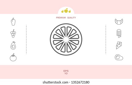 Slice of lemon,orange or other citrus fruit - line icon
