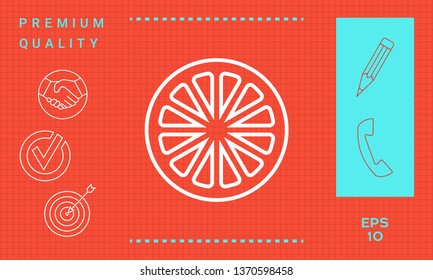 Slice of lemon,orange or other citrus fruit - line icon
