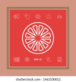Slice of lemon,orange or other citrus fruit - line icon