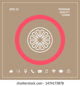 Slice of lemon,orange or other citrus fruit - line icon