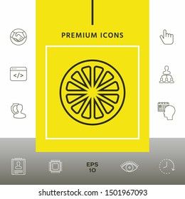 Slice of lemon,orange or other citrus fruit - line icon