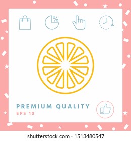 Slice of lemon,orange or other citrus fruit - line icon