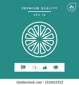Slice of lemon,orange or other citrus fruit - line icon