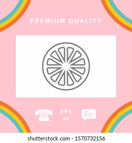 Slice of lemon,orange or other citrus fruit - line icon