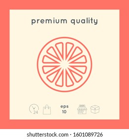 Slice of lemon,orange or other citrus fruit - line icon