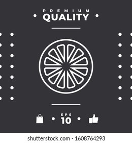 Slice of lemon,orange or other citrus fruit - line icon