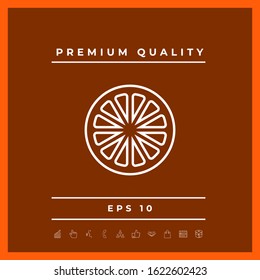Slice of lemon,orange or other citrus fruit - line icon